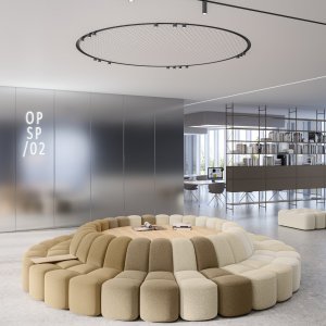 Reception aziendale con sedute Array di mdf italia