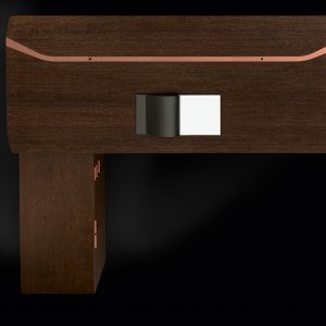 Dettaglio della cucitura sull'inserto in pelle del piano Metar