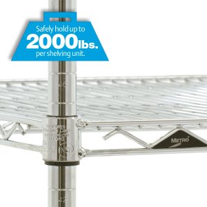 Scaffalatura a filo d'acciaio cromato Super Erecta di Metro con ripiani regolabili