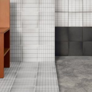 Rivestimento doccia Aurore Light Blue Grid S design Vincent Van Duysen