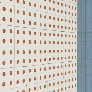 Muro Bloc outdoor in terracotta naturale in un cortile