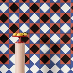 Piastrella decorata Black Green, disegno a mano di Nathalie Du Pasquier per Mutina