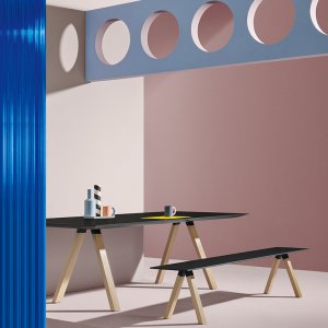 Versione da esterno di Arki-Table con verniciatura a polvere per esterni