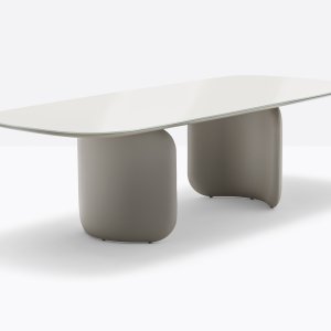 Sottopiano bombato in MDF laccato sotto il piano del tavolo Elinor