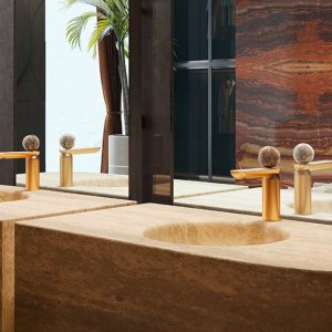 Il rubinetto Perle di Gessi in una stanza da bagno