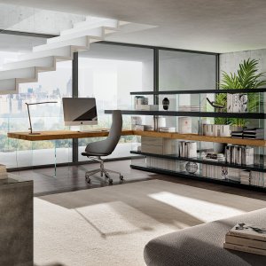 Studio domestico arredato con la Scrivania Air