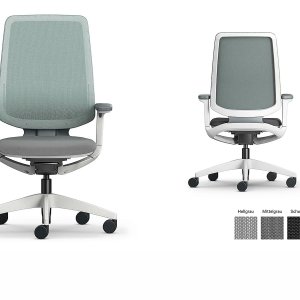 se:flex Sedus vista di profilo con braccioli 4D e base in alluminio lucidato