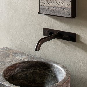 Lavabo monolitico Sixty in Marmo Travertino Titanio