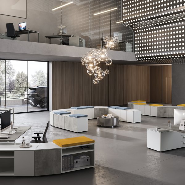 Ufficio operativo Colombini Office con scrivanie e contenitori coordinati