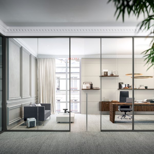 Ufficio pubblico con workstation e reception Quadrifoglio conformi ai CAM